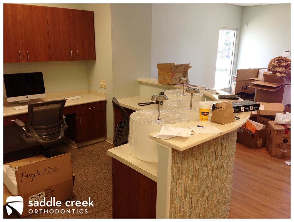 Orthodontic reception desk in progress