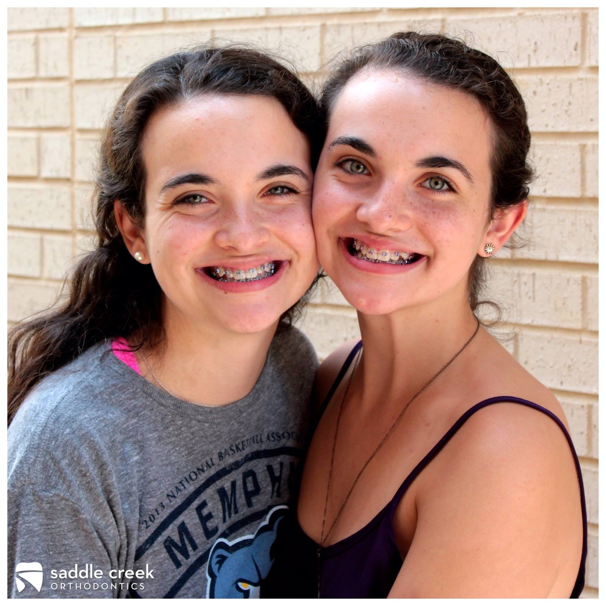Twin Sisters in Braces | Memphis Cosmetic Braces | Memphis Orthodontics