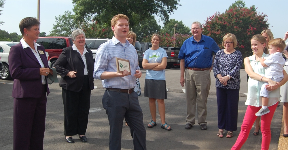 Dr. Kyle Fagala speaks at the Saddle Creek Orthodontics Ribbon Cutting Ceremony